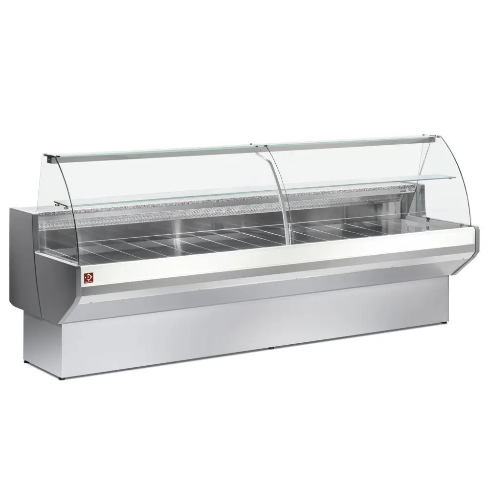 Diamond ML25/E8-R2 Stainless Steel Refrigerated Curved Serveover Counter with Understorage, 2500mm