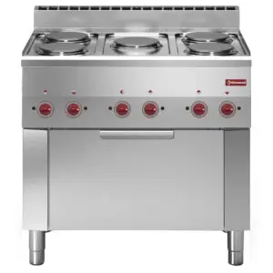 Diamond E60/5PFV9-N 5 Rounded Hobs Freestanding Electric Range Cooker on Electric Oven, 13kW