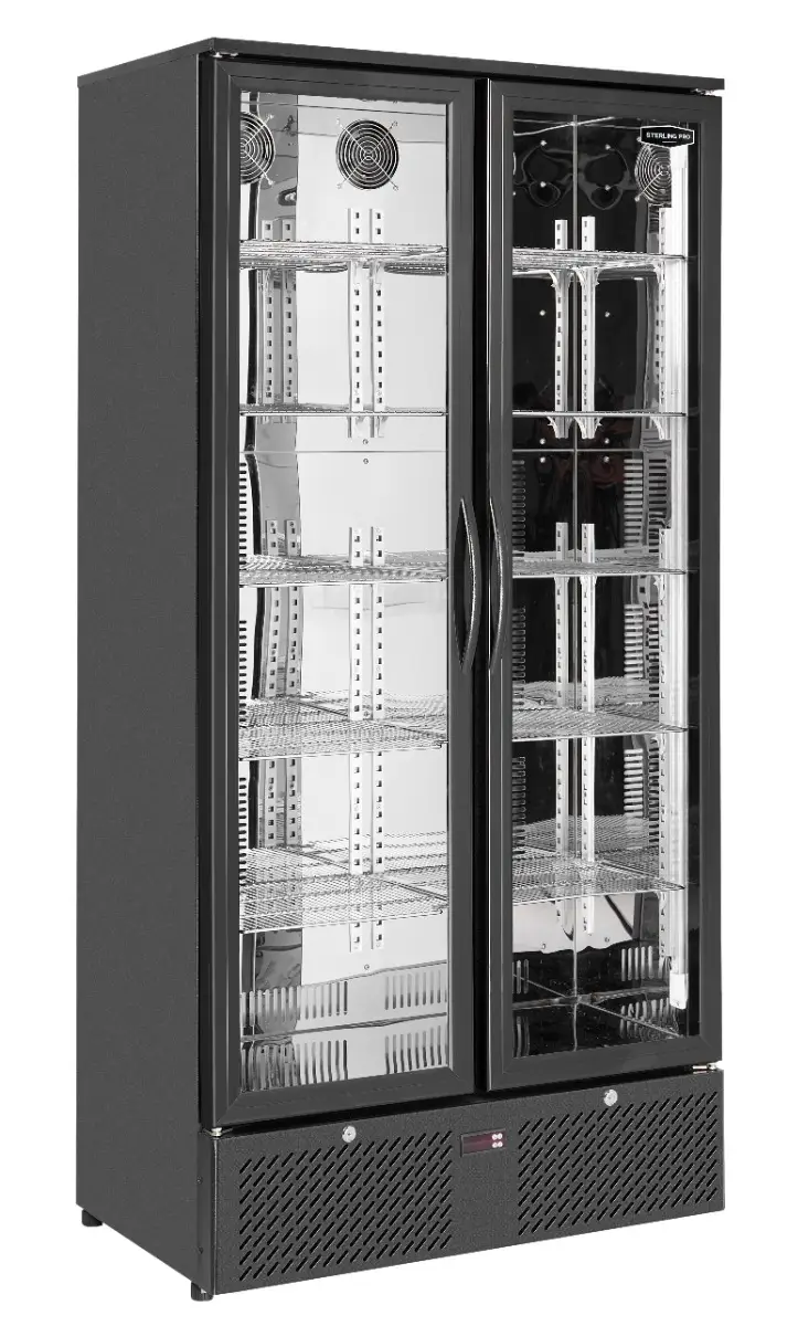 Sterling Pro GRADED Green SP220-BK Double Door Black Upright Bottle Cooler, 458 Litres - Image 2