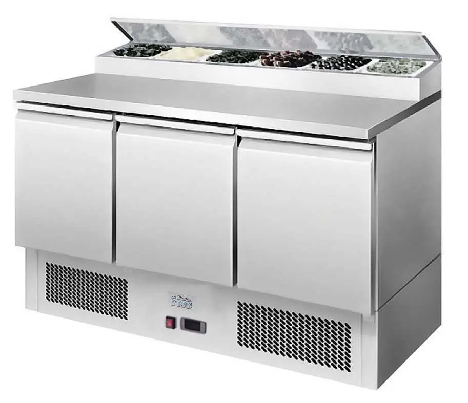 Ice-A-Cool ICE3869GR 3 Door Refrigerated Saladette Preparation Counter, 380 Litres