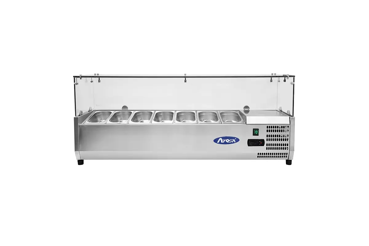 Atosa EPF3490GR + VRX1500/330 Single Door Granite Top Salad Preparation Counter Table with VRX unit & GN Pans, 125 Litres - Image 2