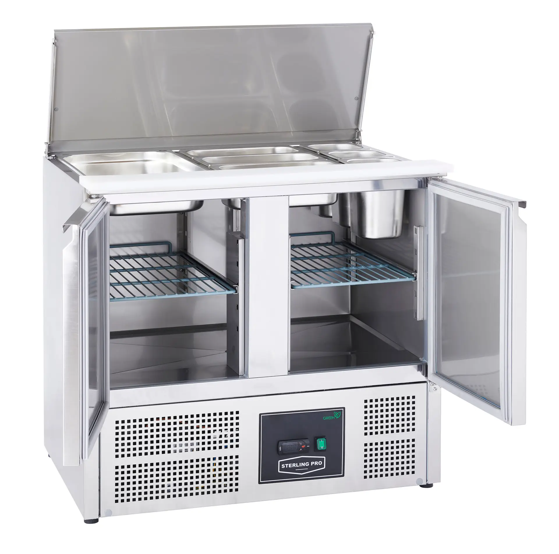 Sterling Pro Cobus SPU200SL 2 Door Hinged Lid & Chop Board Saladette Counter, 240 Litres - Image 2