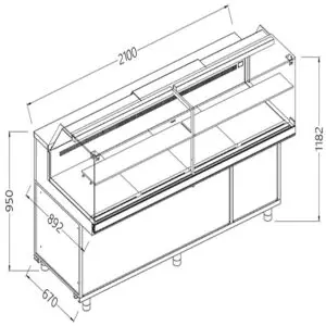 Diamond VB21XR Snack Patisserie Display Counter, 2100mm