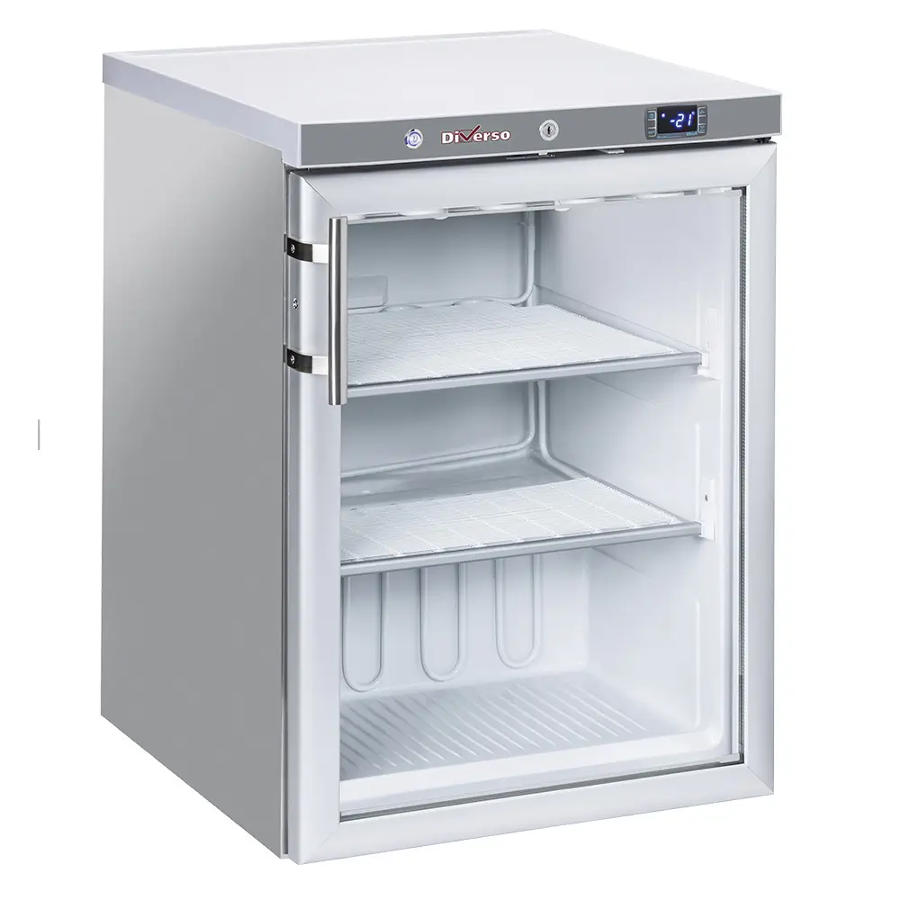 Diverso WR-NG21-XV Static freezer, glass door, 200 liters - stainless steel