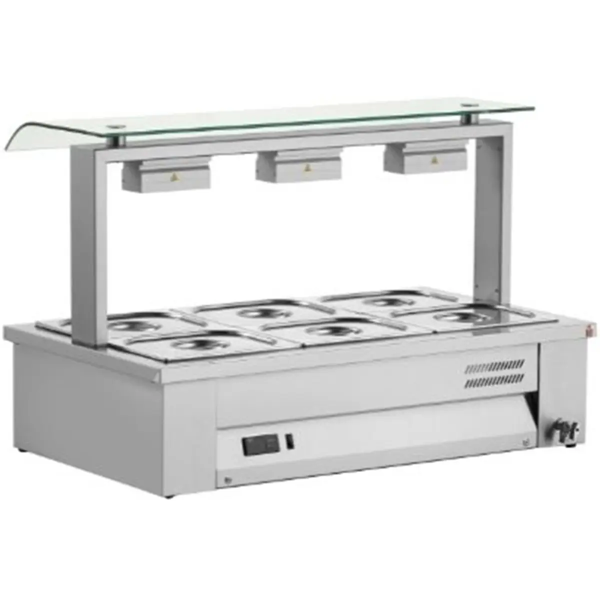 INOMAK Counter Top Bain Marie With Sneeze Guard 3x GN1/1 - Image 2