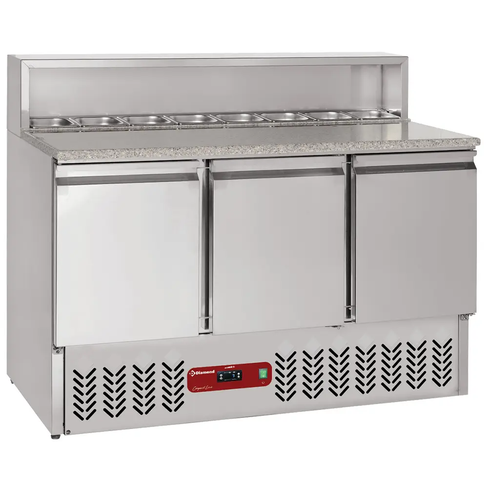 Diamond SR3/R6 3 Door Preparation Refrigerated Saladette Counter, 8 x 1/6 GN