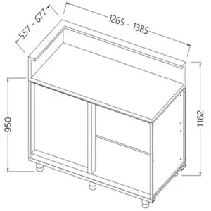 Diamond LB90SX/5 Neutral Bar Counter Units With Fitting For Service Top (Left)