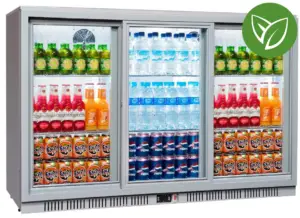 Sterling Pro Green SP3HC-GS Sliding Triple Door Grey Bottle Cooler, 300 Litres / 274 Bottles x 330ml Bottles