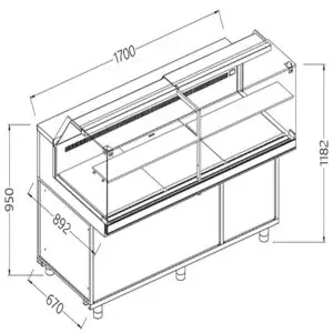 Diamond VB17X Patisserie Display Counter, 1700mm