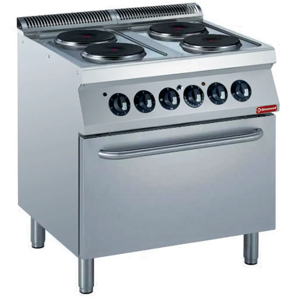 Diamond E17/4PF8-N 4 Rounded Hobs Freestanding Electric Range Cooker on Electric Oven, 16.4kW