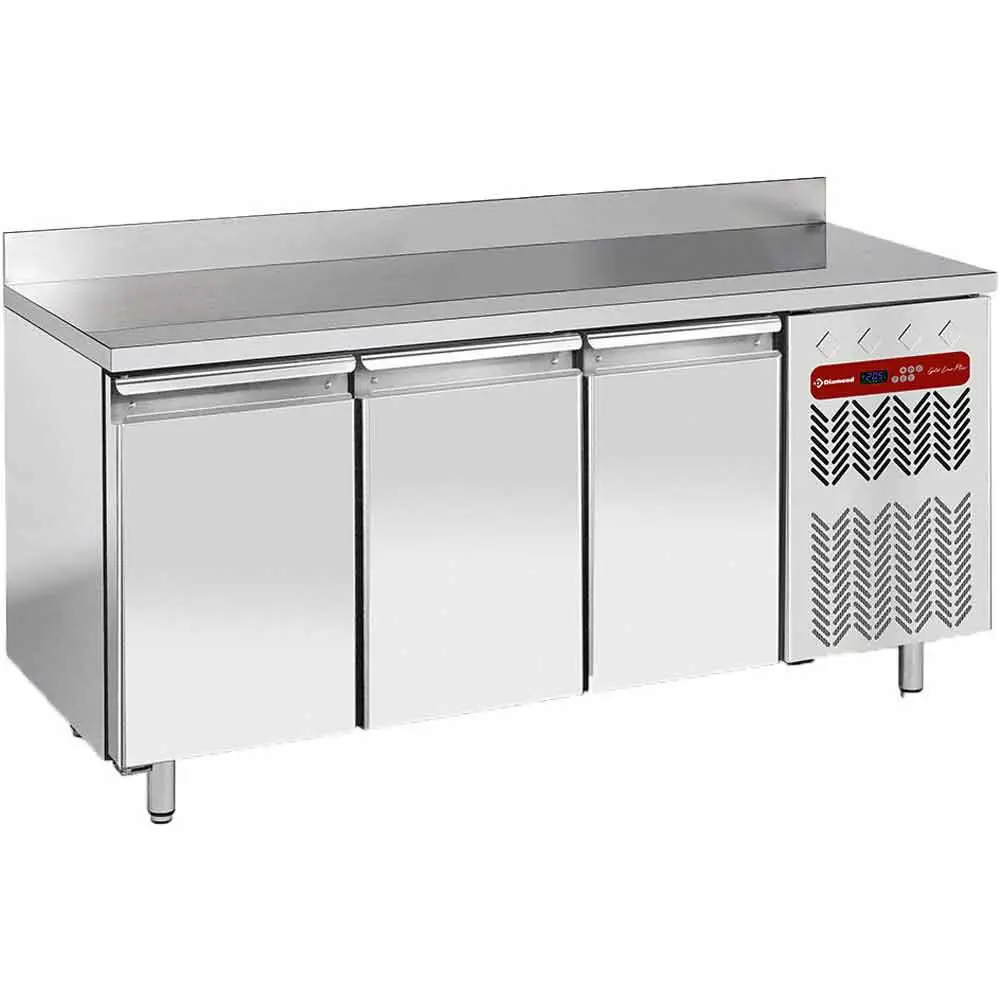 Diamond TG3N/HA-R2 3 Door Stainless Steel Refrigerated Counter with Splashback, 405 Litres