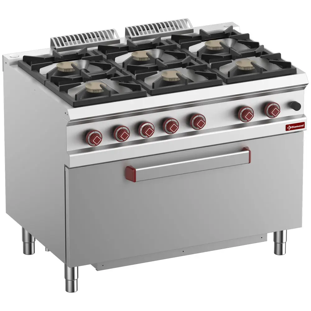 Diamond G7/6BFM11-N 6 Stove Freestanding Gas Range Cooker on Electric Convection Oven