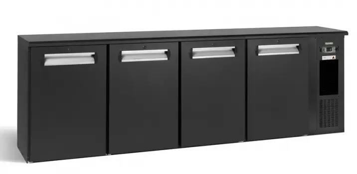 Gamko E3/2222MU84 Solid Four Door Black Undercounter Bottle Cooler, 722 x 33 Centiliters