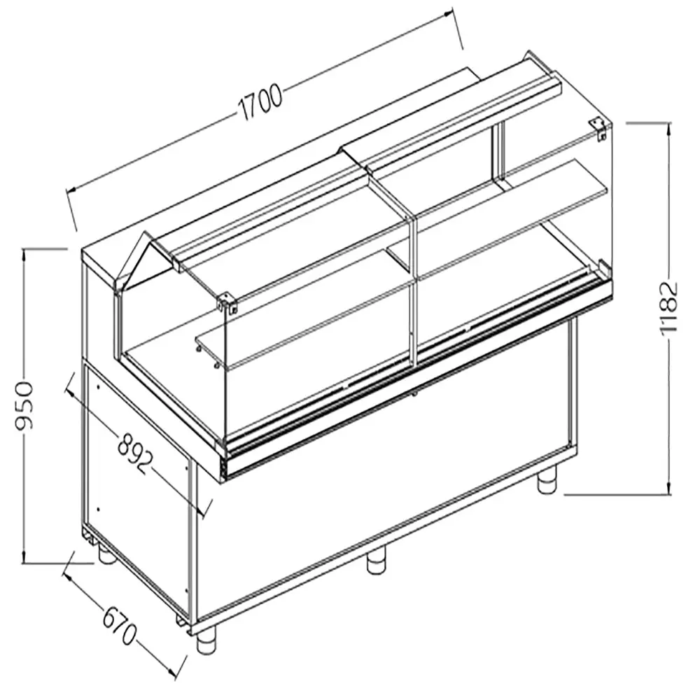 Diamond NB17X Neutral Snack Display Counters_Low Glass