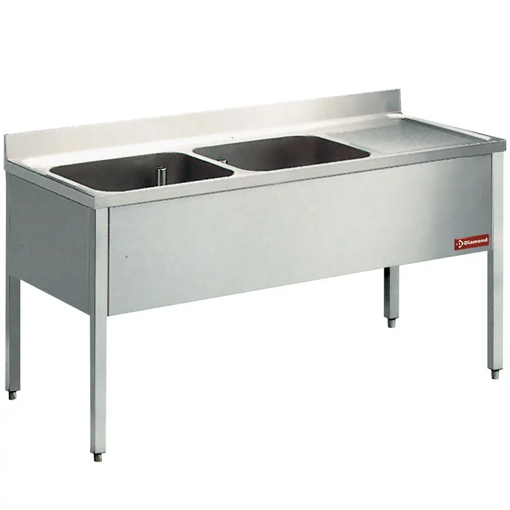 Diamond L1620D-KD-D 2 Tanks Sink w/ Right Draining Board