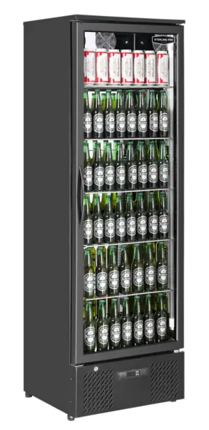Sterling Pro Green SP110-BK Single Door Black Upright Bottle Cooler, 293 Litres