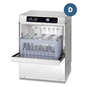 DC EG40D Economy Range 400mm Basket Frontloading Commercial Glasswasher with Drain Pump, 16 Pint Capacity