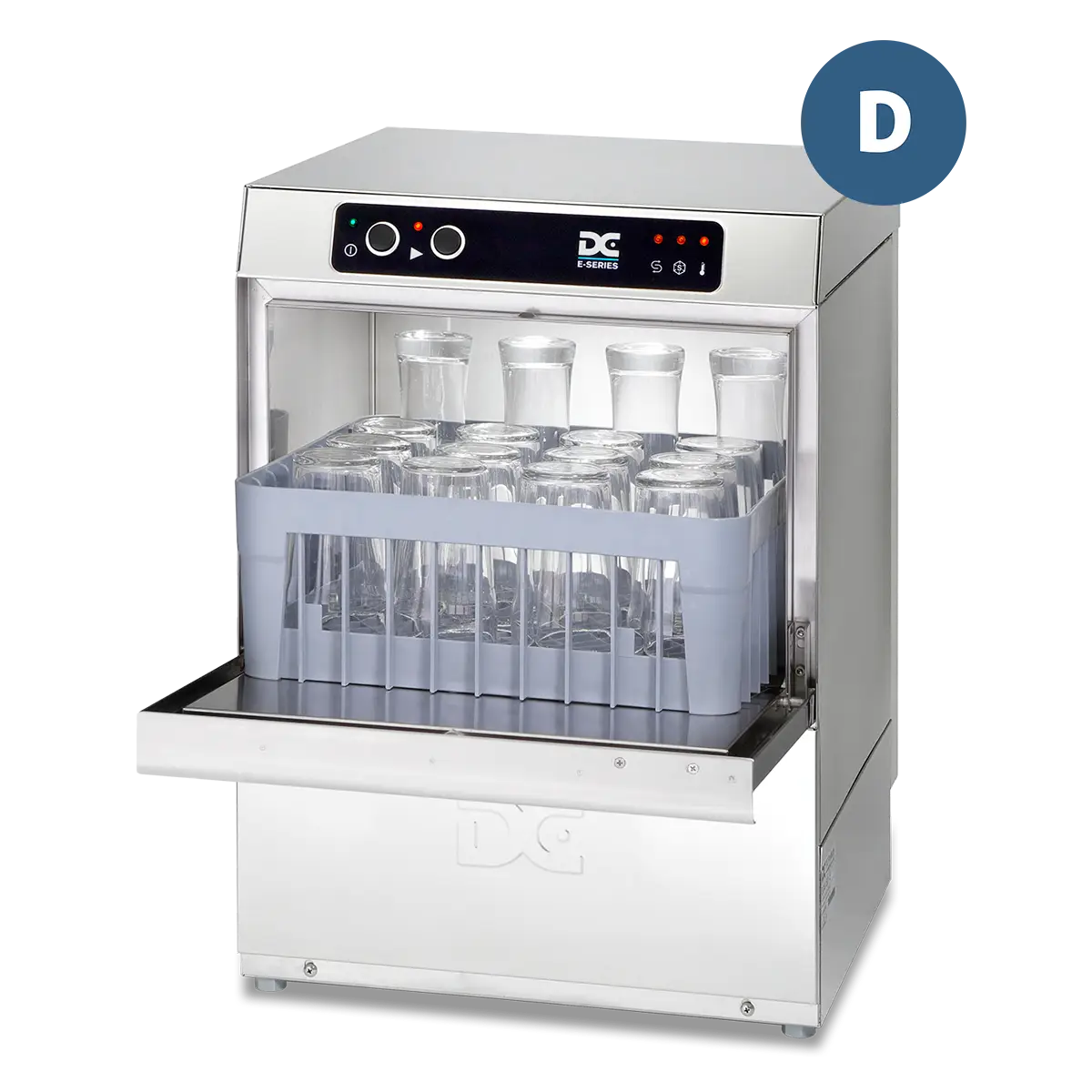 DC EG40D Economy Range 400mm Basket Frontloading Commercial Glasswasher with Drain Pump, 16 Pint Capacity