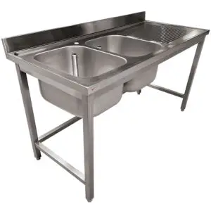 Diverso WR-E1C2-8D Stainless steel sink ECO 2 tanks and right drain surface, without lower shelf