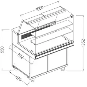 Diamond CFA10XR Static Hot & Cold Patisserie Deli Display Counter, 1000mm