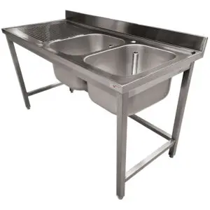 Diverso WR-C2E1-8G Stainless steel sink ECO 2 tanks and left drain surface, without lower shelf