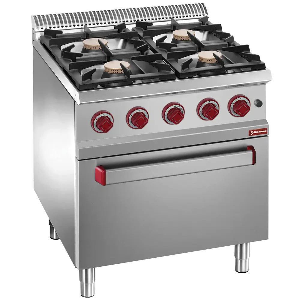 Diamond G7/4BFE7 Gas range 4 burners, electric oven GN 2/1
