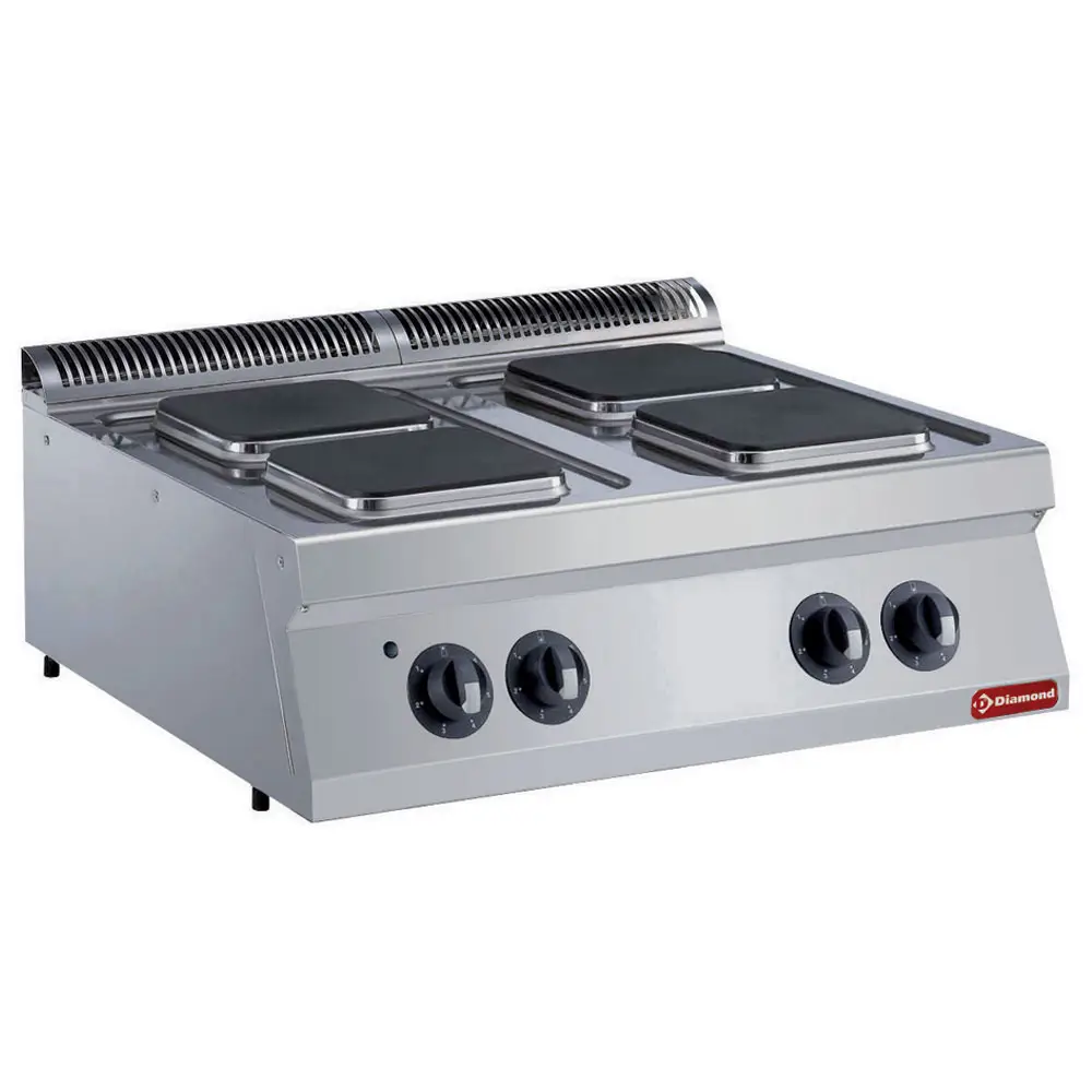 Diamond E17/4PQ8T-N 4 Squared Hobs Countertop Electric Range Cooker, 10.4kW