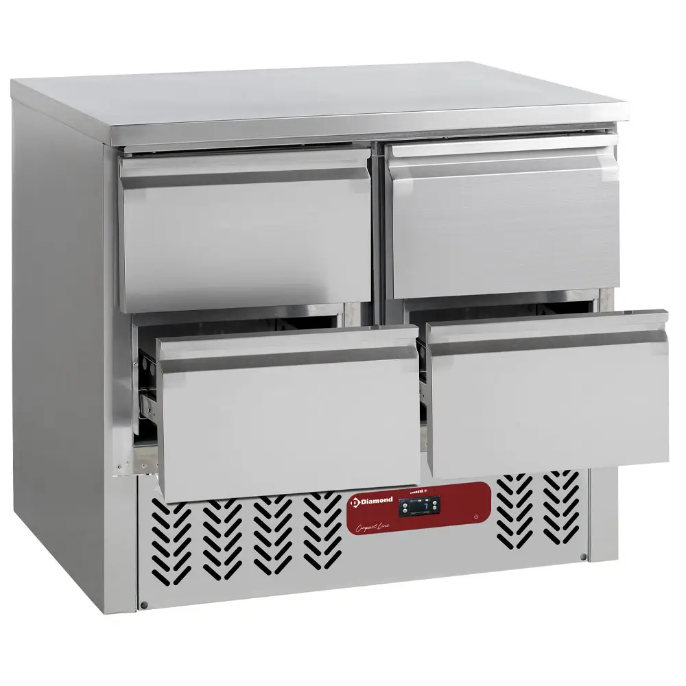Diamond SA2/R6_2XGC1/2/R6 Stainless Steel Refrigerated Counter with 4 Drawers, 240 Litres