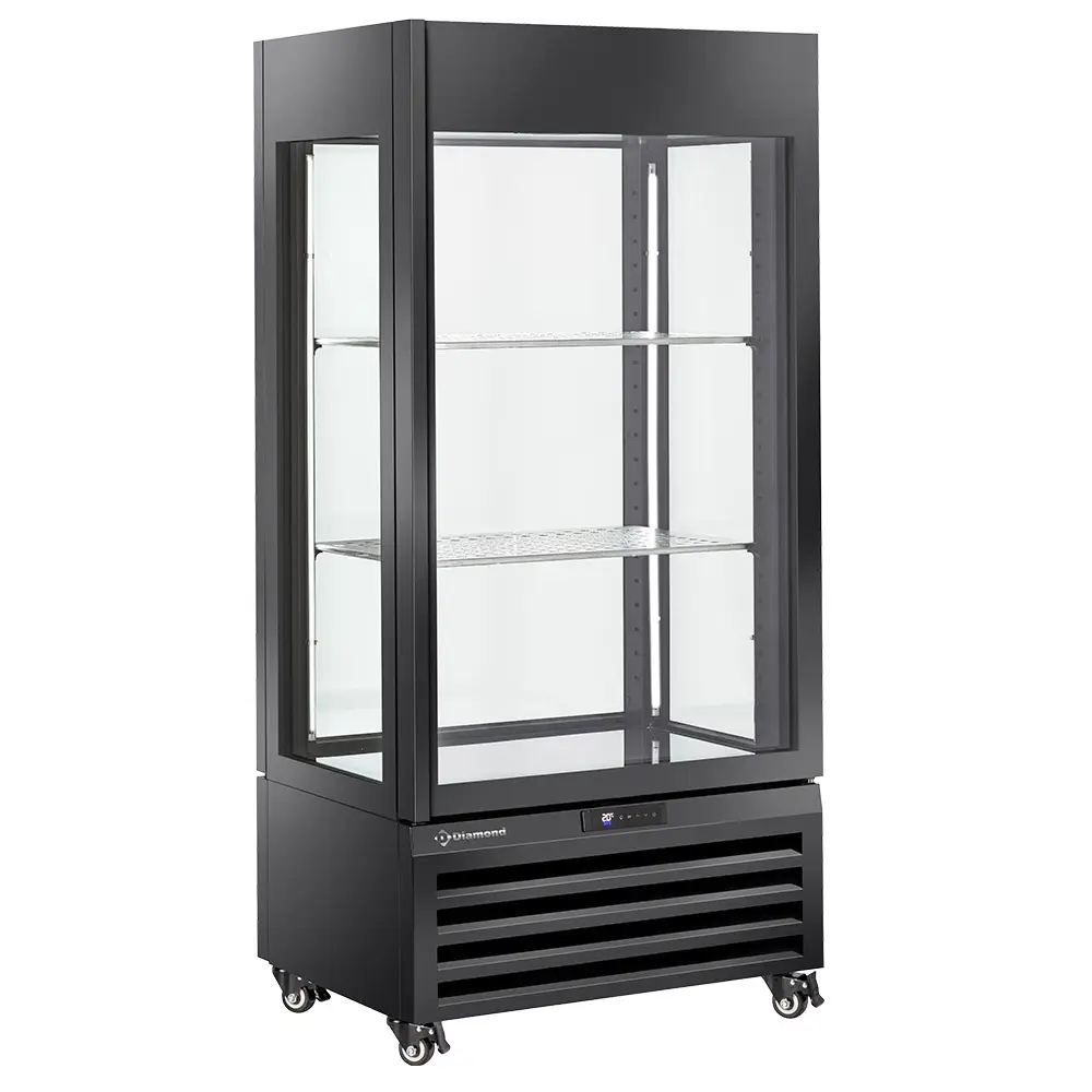 Diamond MAX-609-VB Glass Showcase w/ 1 Base Level & 2 Shelves, 600 Litres