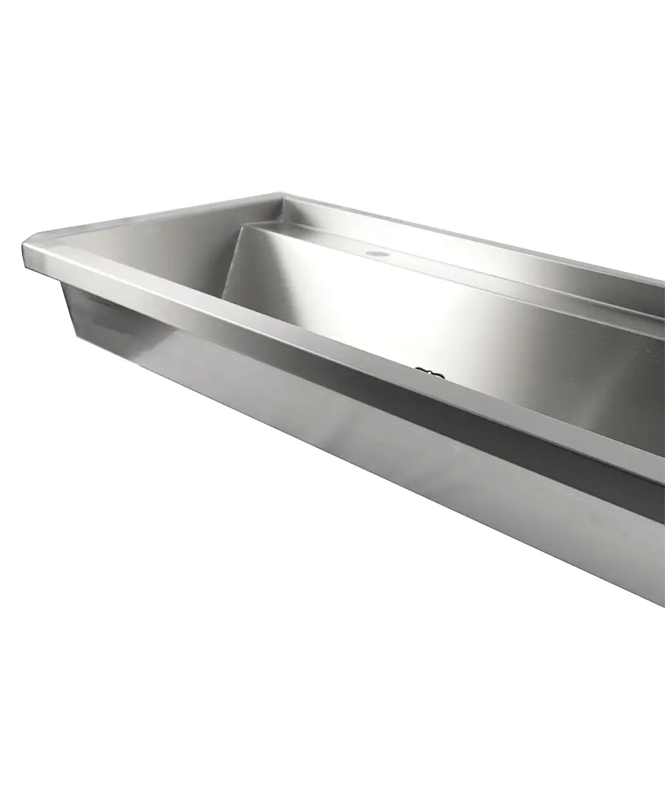 SS WASH BASIN 4 TAPS 2400MM DRAIN PLUG AND SPLASH SHIELD INCLUDED, EXCLUDING FAUCETS - Image 5