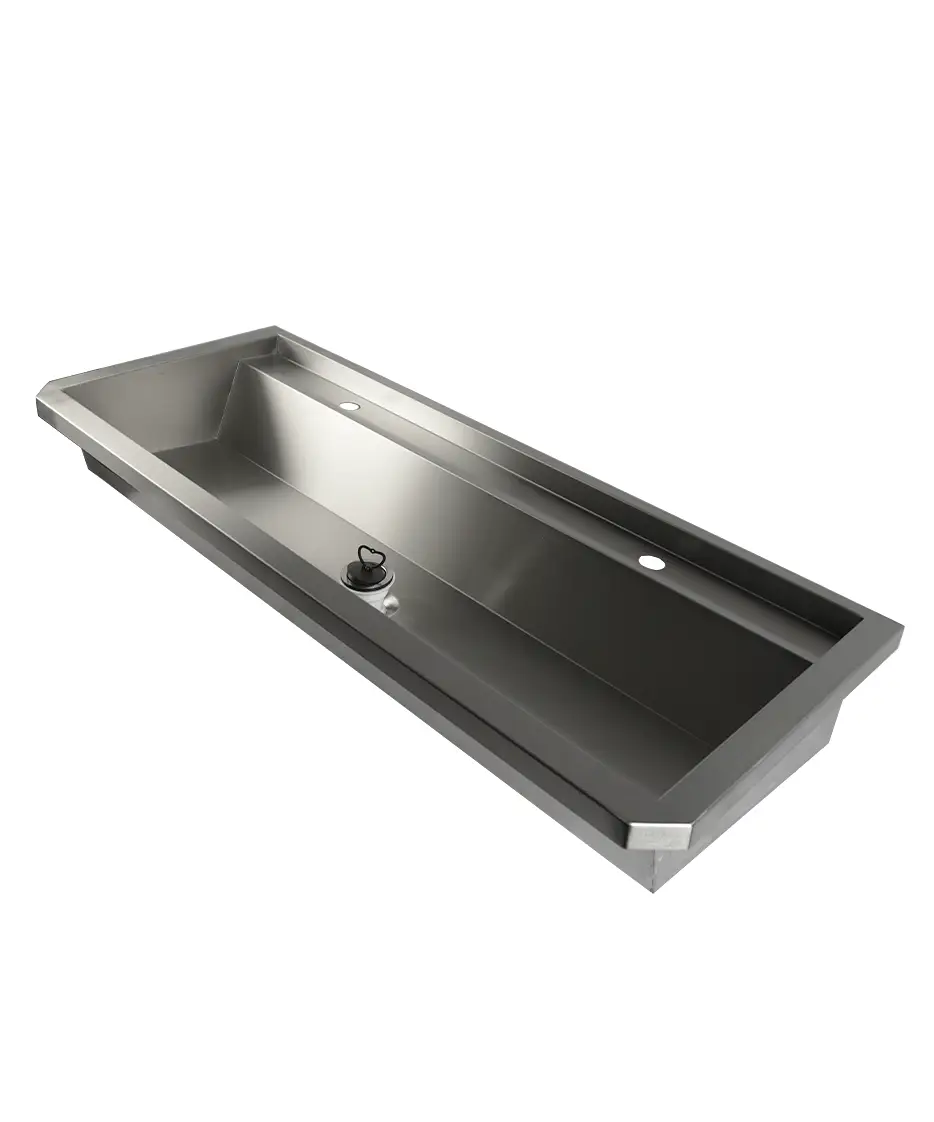SS WASH BASIN 2 TAPS 1200MM DRAIN PLUG AND SPLASH SHIELD INCLUDED, EXCLUDING FAUCETS - Image 7