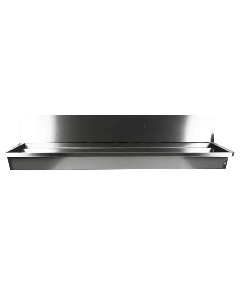 SS WASH BASIN 3 TAPS 1800MM DRAIN PLUG AND SPLASH SHIELD INCLUDED, EXCLUDING FAUCETS - Image 2