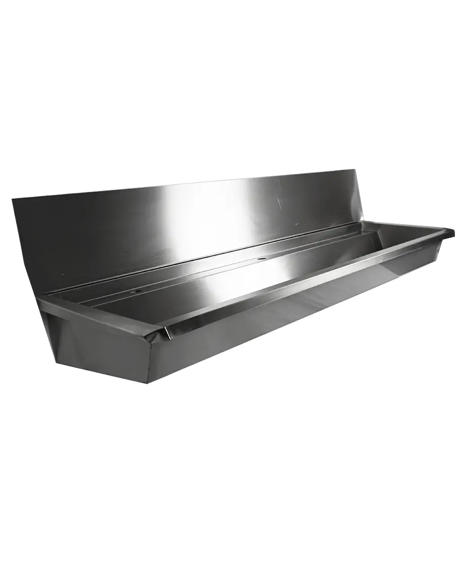 SS WASH BASIN 3 TAPS 1800MM DRAIN PLUG AND SPLASH SHIELD INCLUDED, EXCLUDING FAUCETS - Image 3