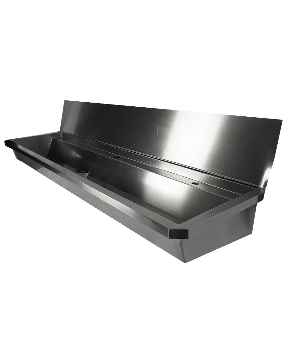 SS WASH BASIN 3 TAPS 1800MM DRAIN PLUG AND SPLASH SHIELD INCLUDED, EXCLUDING FAUCETS - Image 4