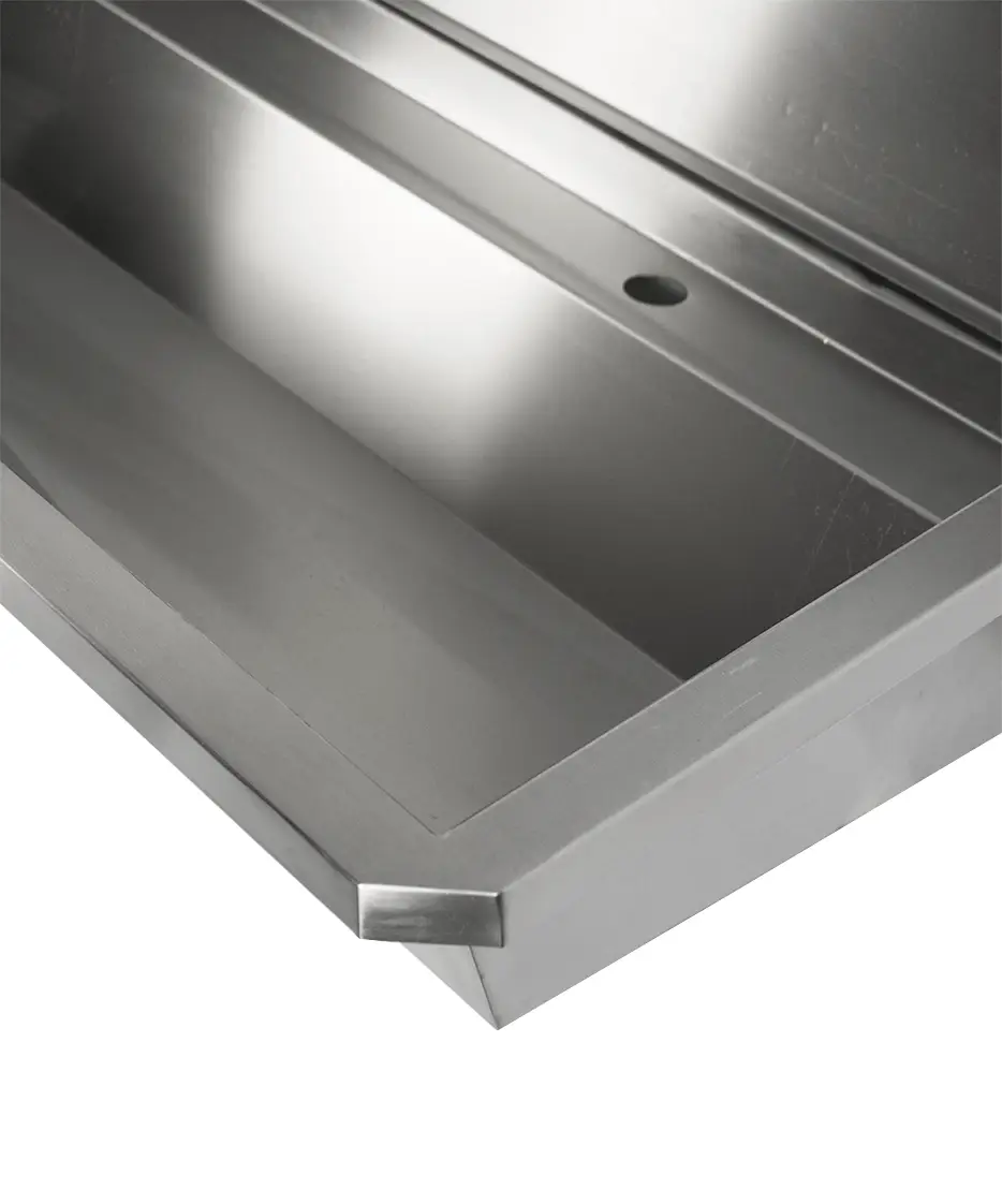 SS WASH BASIN 4 TAPS 2400MM DRAIN PLUG AND SPLASH SHIELD INCLUDED, EXCLUDING FAUCETS - Image 2