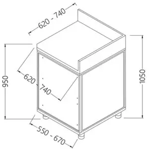 Diamond CL90X Neutral Rear Angle - Closed 90°, With Backsplash