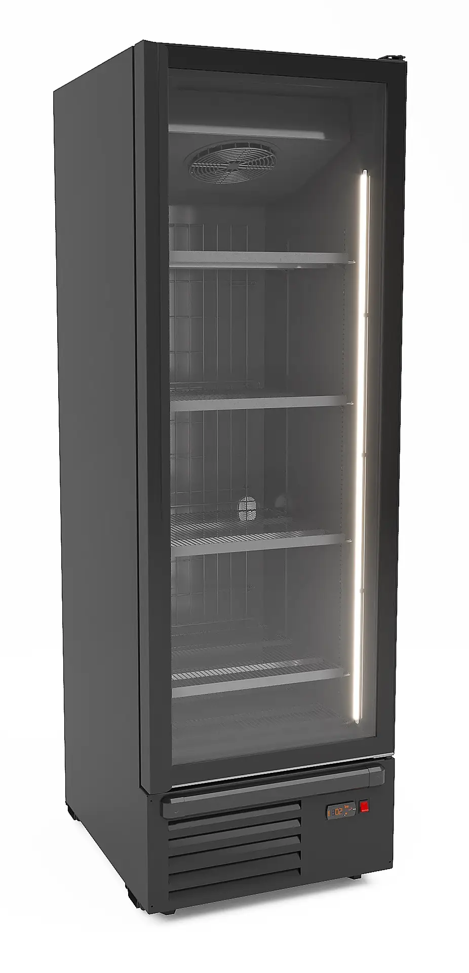 FREEZER 1 GLASS DOOR BLACK 500L