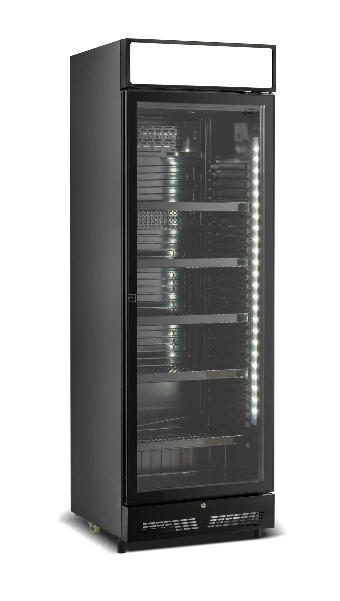 REFRIGERATOR 1 GLASS DOOR BLACK WITH LIGHT BOX SVE-450 BLC