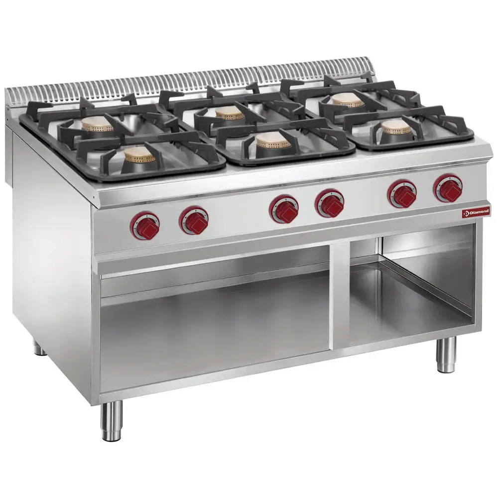 Diamond G9/6BA12 6 Burner Gas Range on Open Cupboard