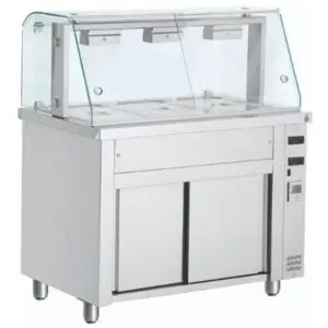 INOMAK Bain Marie With Heated Cupboard And Glass Canopy 3 x GN1/1