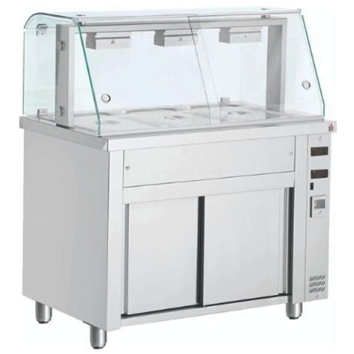 INOMAK Bain Marie With Heated Cupboard And Glass Canopy 3 x GN1/1