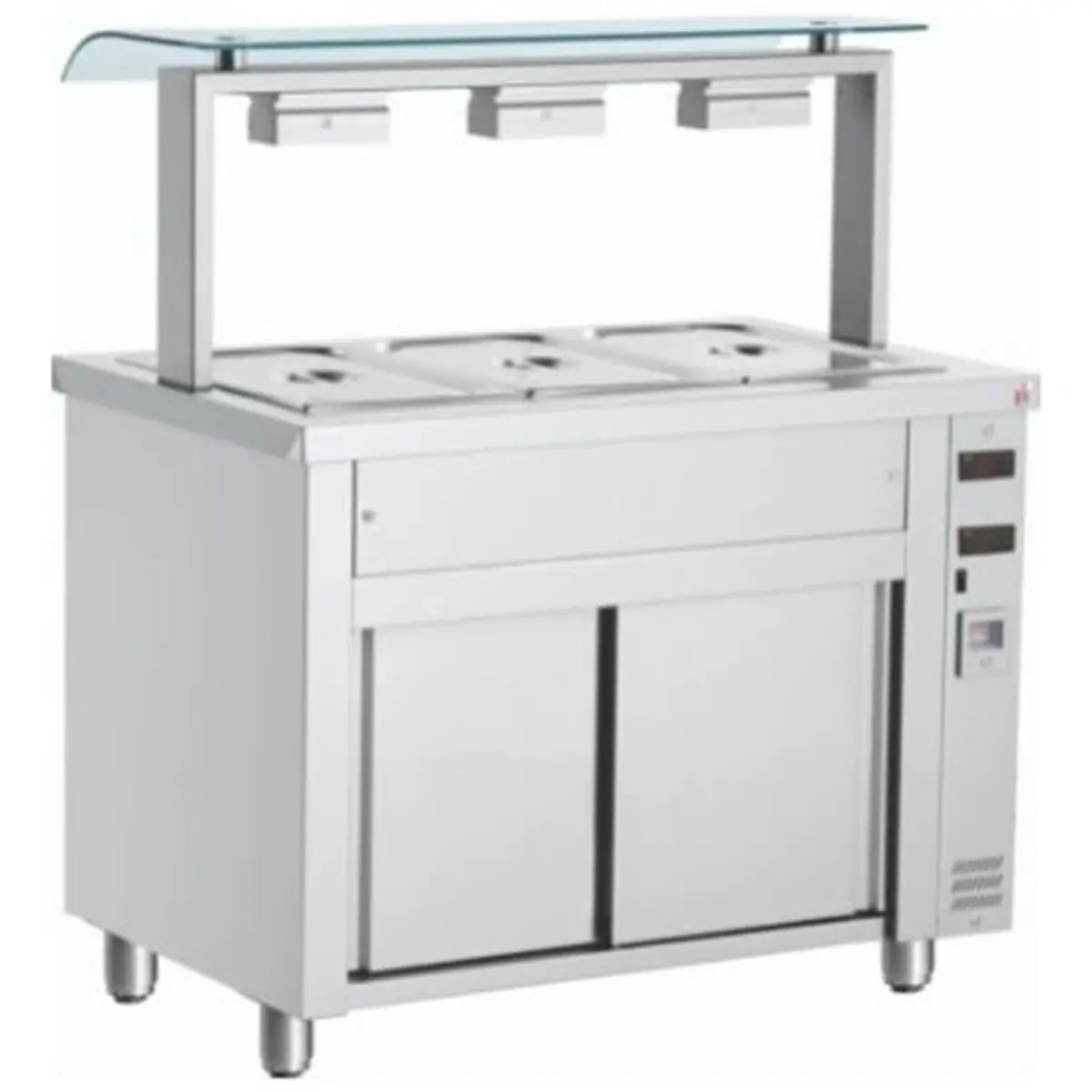 INOMAK Bain Marie With Heated Cupboard And Sneeze Guard 3 x GN1/1 - Image 2