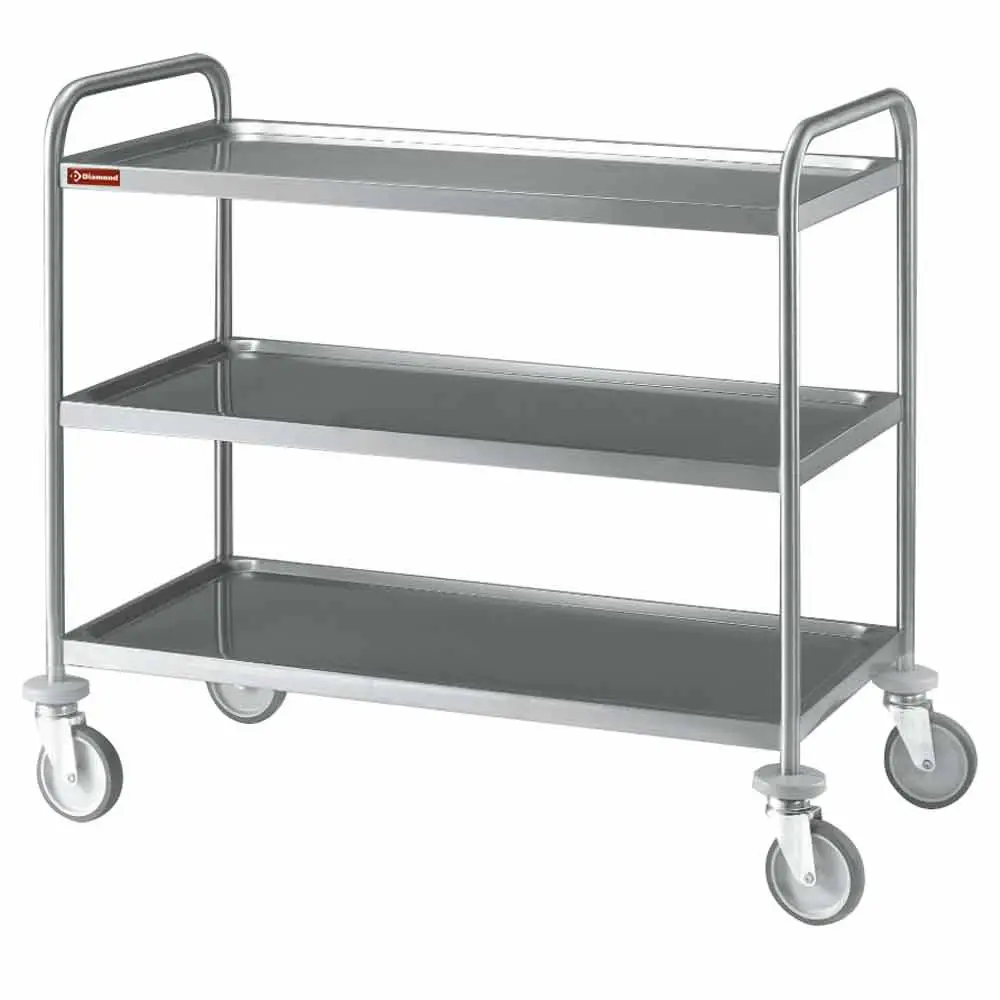Diamond CR3/100B Stainless Steel 3 level Serving trolley