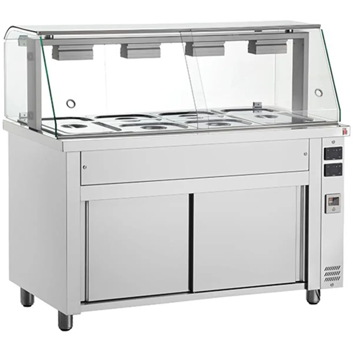 INOMAK Bain Marie With Heated Cupboard And Glass Canopy 4x GN1/1