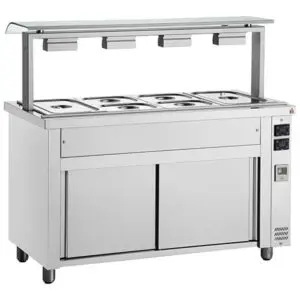 INOMAK Bain Marie With Heated Cupboard And Sneeze Guard 4x GN1/1