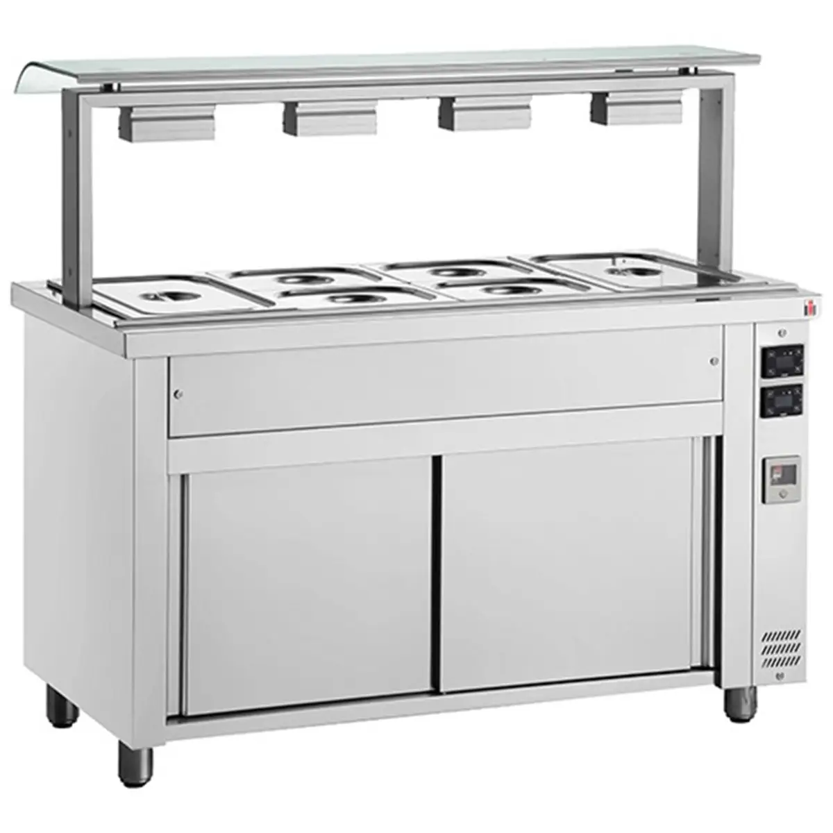 INOMAK Bain Marie With Heated Cupboard And Sneeze Guard 4x GN1/1