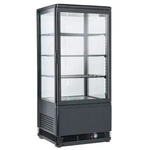 Diverso WR-V4F1-BL Ventilated display table model, 4 glazed sides, 4 levels, 80 litres - "Black"