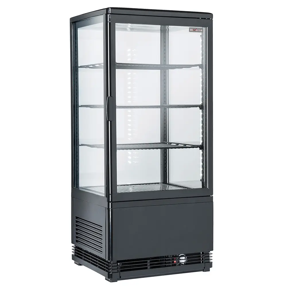 Diverso WR-V4F1-BL Ventilated display table model, 4 glazed sides, 4 levels, 80 litres - "Black"
