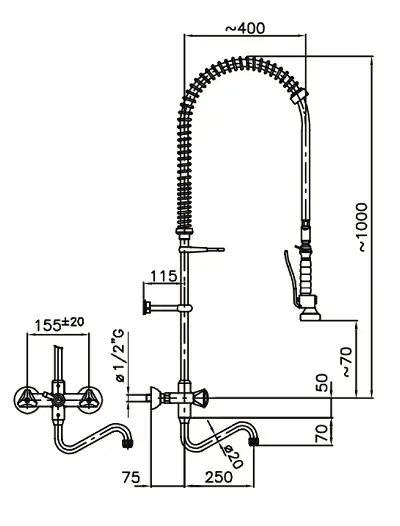 PRE RINSE UNIT WALL MOUNTED - Image 2