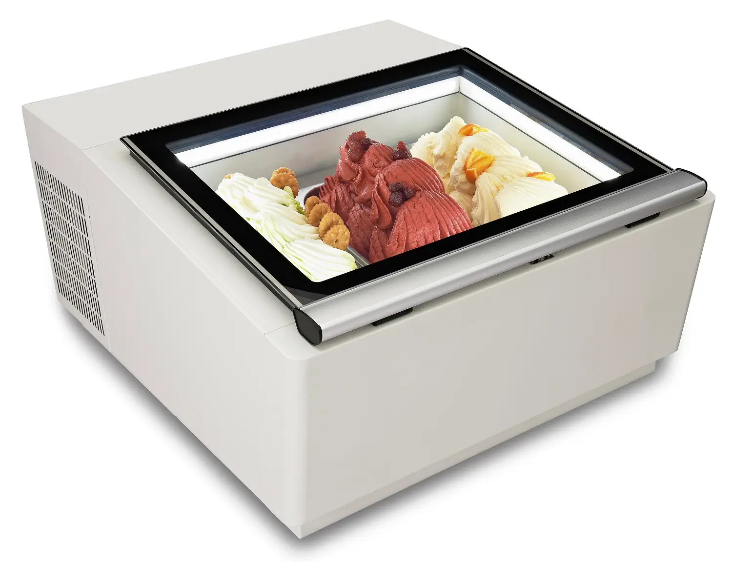 COUNTERTOP MODEL ICE CREAM DISPLAY WHITE OPENS ON THE CUSTOMER SIDE - Image 3